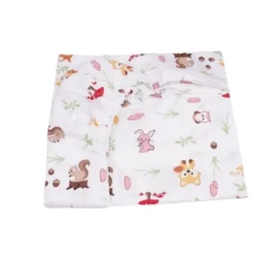 Cearsaf patut 120x60 cm bumbac model animalute si ciuperci