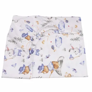 Cearsaf patut 120x60 cm bumbac model iepurasi albastru