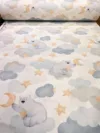 Cearsaf pentru pat copii Nichiduta Bear cloud blue 120x60 cm din bumbac cu banda elastica roata