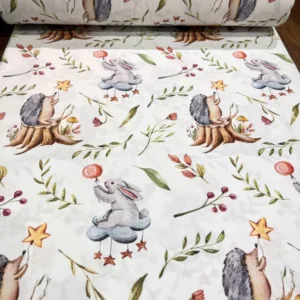 Cearsaf pentru pat copii Nichiduta Hedgehog 120x60 cm din bumbac cu banda elastica roata