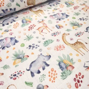 Cearsaf pentru pat copii Nichiduta Jungle 120x60 cm din bumbac cu banda elastica roata