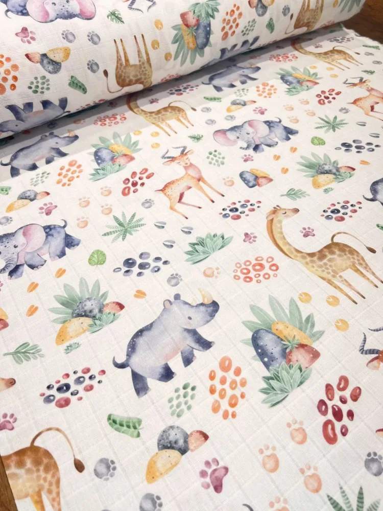 Cearsaf pentru pat copii Nichiduta Jungle 120x60 cm din bumbac cu banda elastica roata