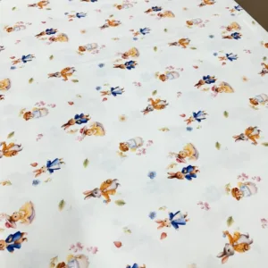 Cearsaf pentru pat copii Nichiduta Peter Rabbit 120x60 cm din bumbac cu banda elastica roata