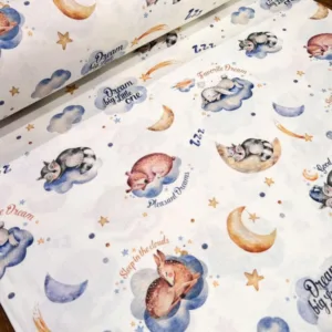 Cearsaf pentru pat copii Nichiduta Sleep in the clouds 120x60 cm din bumbac cu banda elastica roata