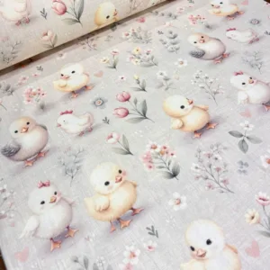 Cearsaf pentru pat copii Nichiduta Yellow chick 120x60 cm din bumbac cu banda elastica roata