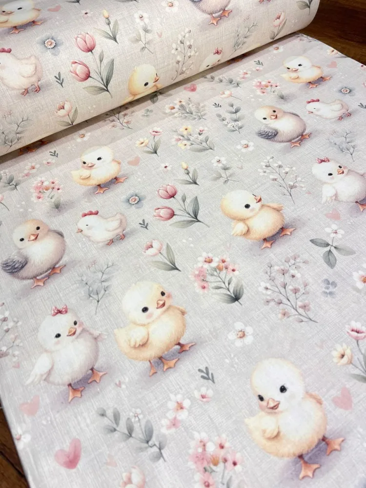 Cearsaf pentru pat copii Nichiduta Yellow chick 120x60 cm din bumbac cu banda elastica roata