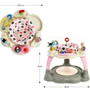 Centru de activitati 360 Milly Mally Twist Pastel Dots cu scaun rotativ si inaltime reglabila