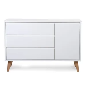 Comoda Childhome Retro Rio 133x50x90 cm cu masa de infasat Mdf Alb