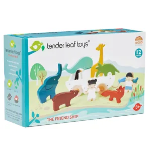 Corabia cu animalute din lemn premium