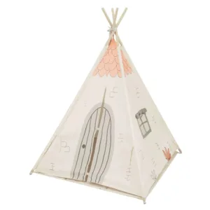 Cort cu suport din lemn KIKKA Boo House 120 x 120 x 160 cm Bej