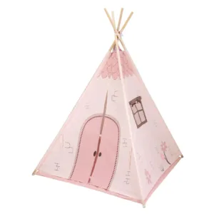 Cort cu suport din lemn KIKKA Boo House 120 x 120 x 160 cm Roz