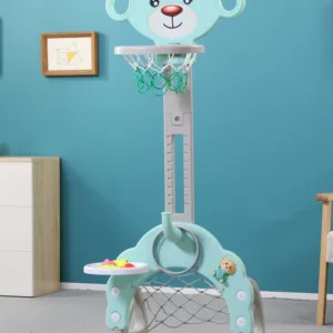 Cos de baschet multifunctional 3 in 1 Nichiduta Garden Bear Green cu poarta fotbal