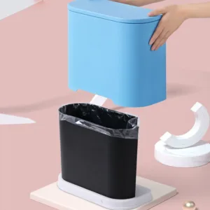 Cos pampers compact cu suport saci menajeri Little Mom Trash Can Blue