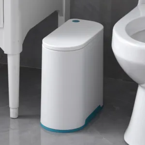 Cos pampers compact cu suport saci menajeri Little Mom Trash Can WhiteBlue