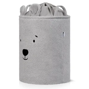 Cos pliabil cu manere rezistente Premium Fluffy Toy Boucle Bear Grey 43 litri