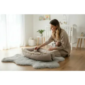 Cosulet pentru bebelusi MimiNu Premium Baby Nest 55x75 cm Mocha