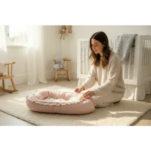 Cosulet pentru bebelusi MimiNu Premium Baby Nest 55x75 cm Powder Pink