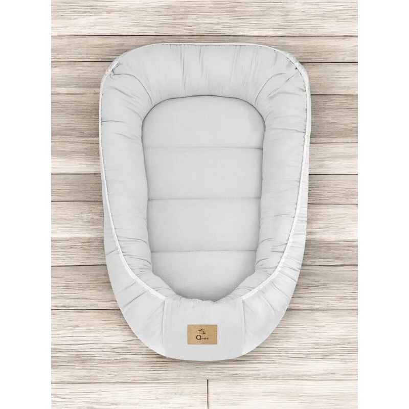 Cosulet pentru bebelusi Qmini Gray Baby Nest 55x75 cm