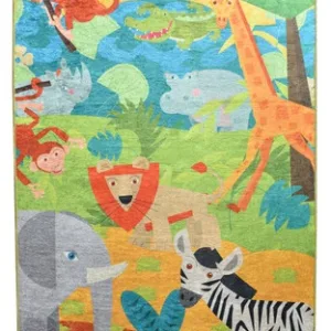 Covor antiderapant pentru copii Animals 100x150 cm