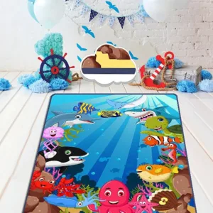 Covor antiderapant pentru copii Aquarium 150x200 cm