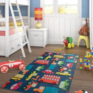 Covor antiderapant pentru copii Cars Blue 150x200 cm