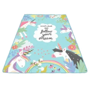 Covor antiderapant pentru copii Cute Unicorn 100x150 cm