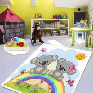 Covor antiderapant pentru copii Rainbow Elephants 100x150 cm