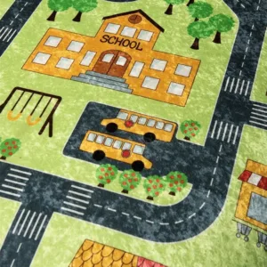 Covor antiderapant pentru copii Town Green 150x200 cm