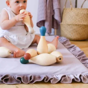 Covor patrat de joaca termoizolant din spuma pentru copii si bebelusi pliabil catifea mint cu volanas 100x100cm