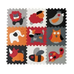 Covoras Puzzle Animalute Fericite 92x92 cm Babygreat