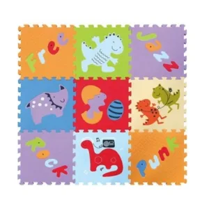 Covoras Puzzle Lumea Dinozaurilor 92x92 cm Babygreat