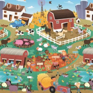 Covoras de Joaca cu Doua Fete pentru Copii Prince Lionheart City  Farm