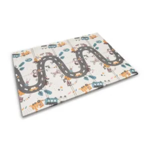 Covoras de joaca pentru copii cu doua fete Nukido Grey 200x150x1cm