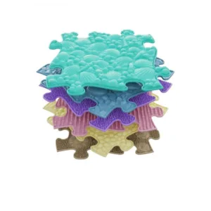 Covoras ortopedic senzorial tip puzzle Set B pastel pentru bebelusi