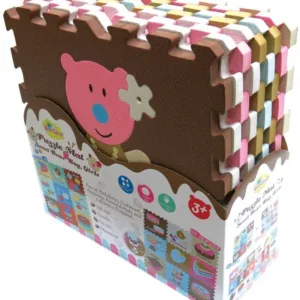 Covoras puzzle Babygreat  Fetita ursulet 92x92 cm 13mm GB-M129GB
