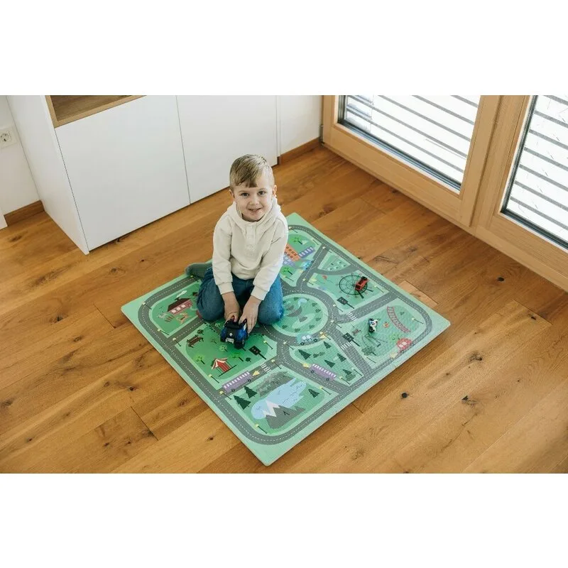 Covoras puzzle pentru copii Free2Play Road din spuma 91x91 cm