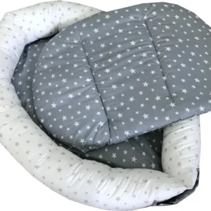 Cuib Baby Nest cu salteluta detasabila Stelute gri