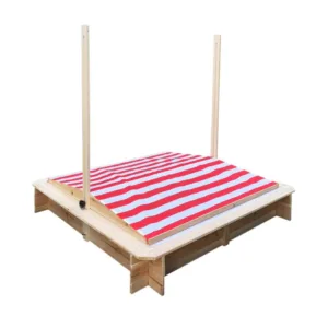 Cutie de nisip pentru copii Ginger Home cu copertina RosuAlb reglabila si impermeabila tratata cu protectie UV30