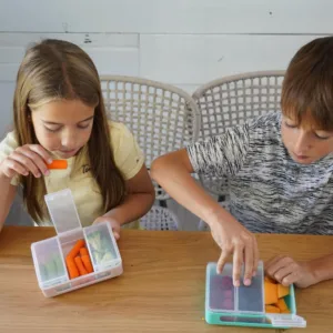 Cutie snack cu 3 compartimente Melii pine green