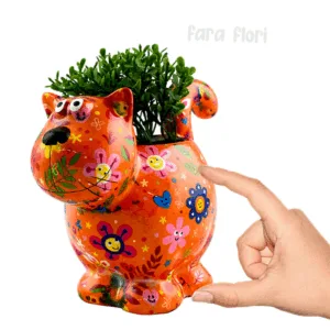 Decoratiune ceramica masca ghiveci pisicuta Dorothy 17 cm
