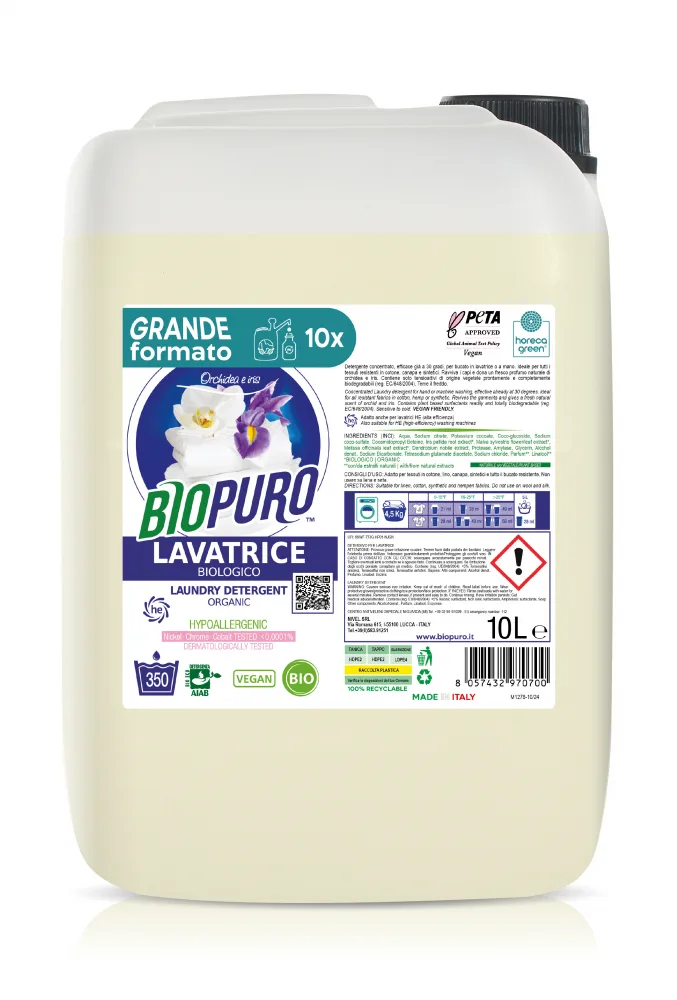 Detergent pentru rufe albe si colorate cu iris si orhidee hipoalergen ecologic 10l Biopuro