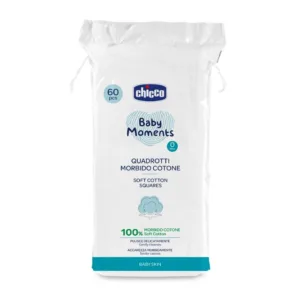 Dischete bumbac Chicco Baby Moments Baby Skin pentru igiena zilnica 60 buc 0 luni+