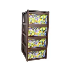 Dulap pentru depozitare din plastic 4 sertare cu floricele mici