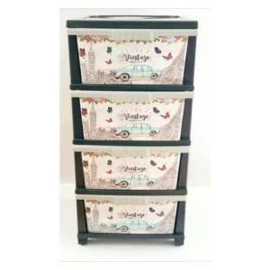 Dulap pentru depozitare din plastic cu desene multicolore Vintage BK002