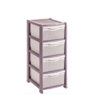 Dulap perlat pentru depozitare din plastic mov 4 sertare