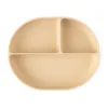 Farfurie compartimentata PetiteMars ovala cu ventuza si 3 compartimente TakeMatch bej
