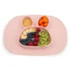 Farfurie compartimentata Ricokids Iepuras Roz cu capac din silicon