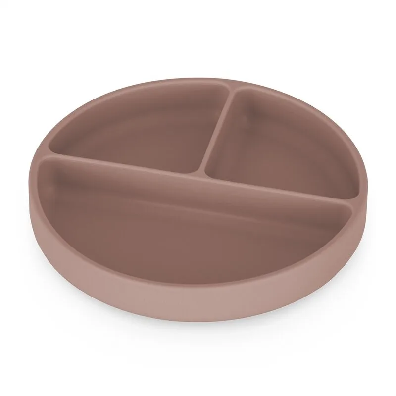 Farfurie compartimentata din silicon PetiteMars Velvet Latte Maro pudrat TakeMatch