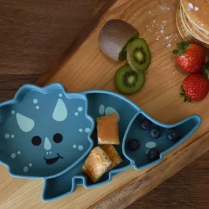Farfurie compartimentata din silicon cu ventuza Melii luxe dinozaur