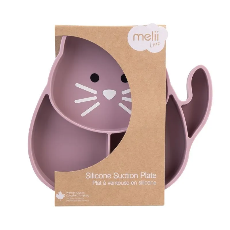 Farfurie compartimentata din silicon cu ventuza Melii luxe pisica